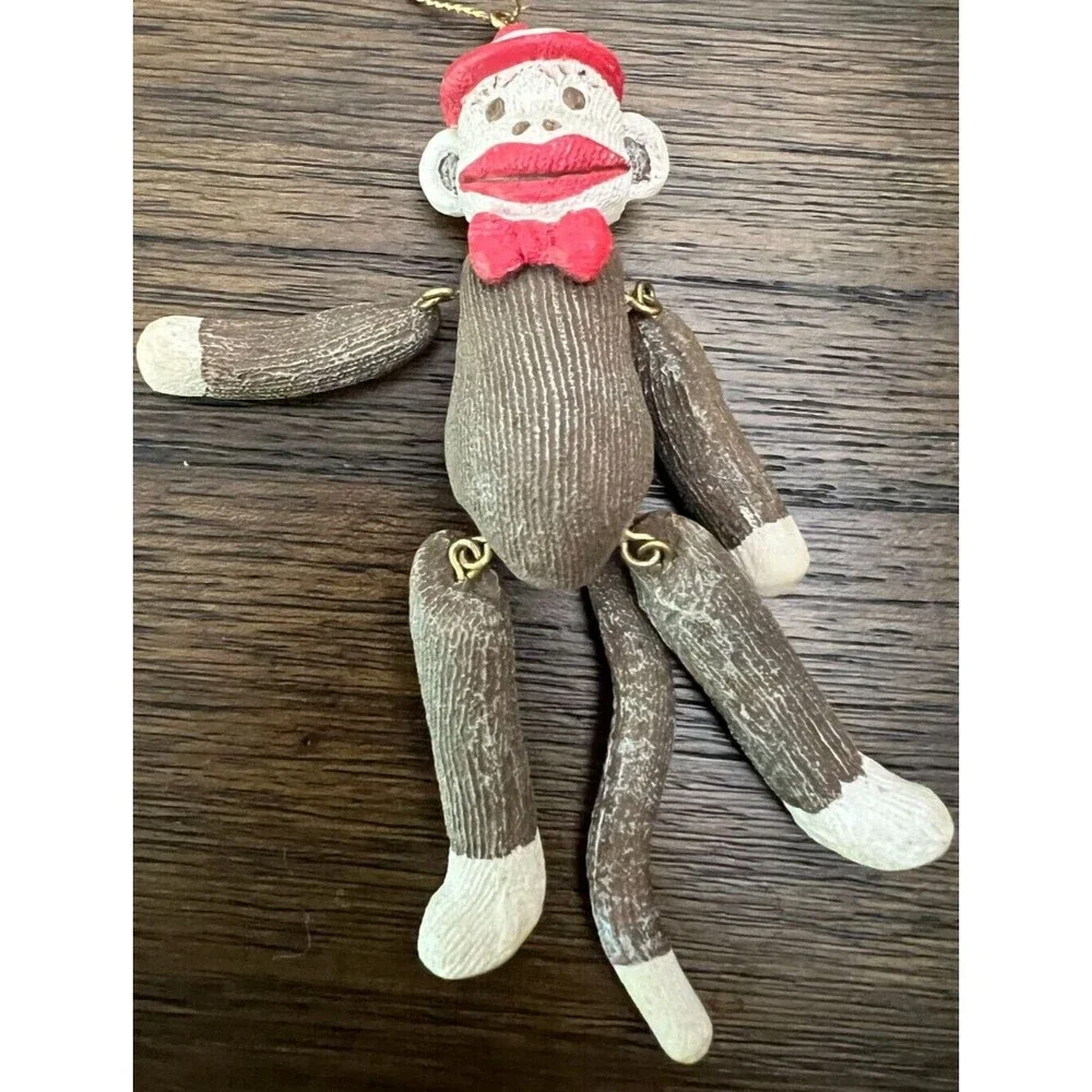 The Sock Monkey Ornament Vintage 1997 Roman christmas gift glass socket